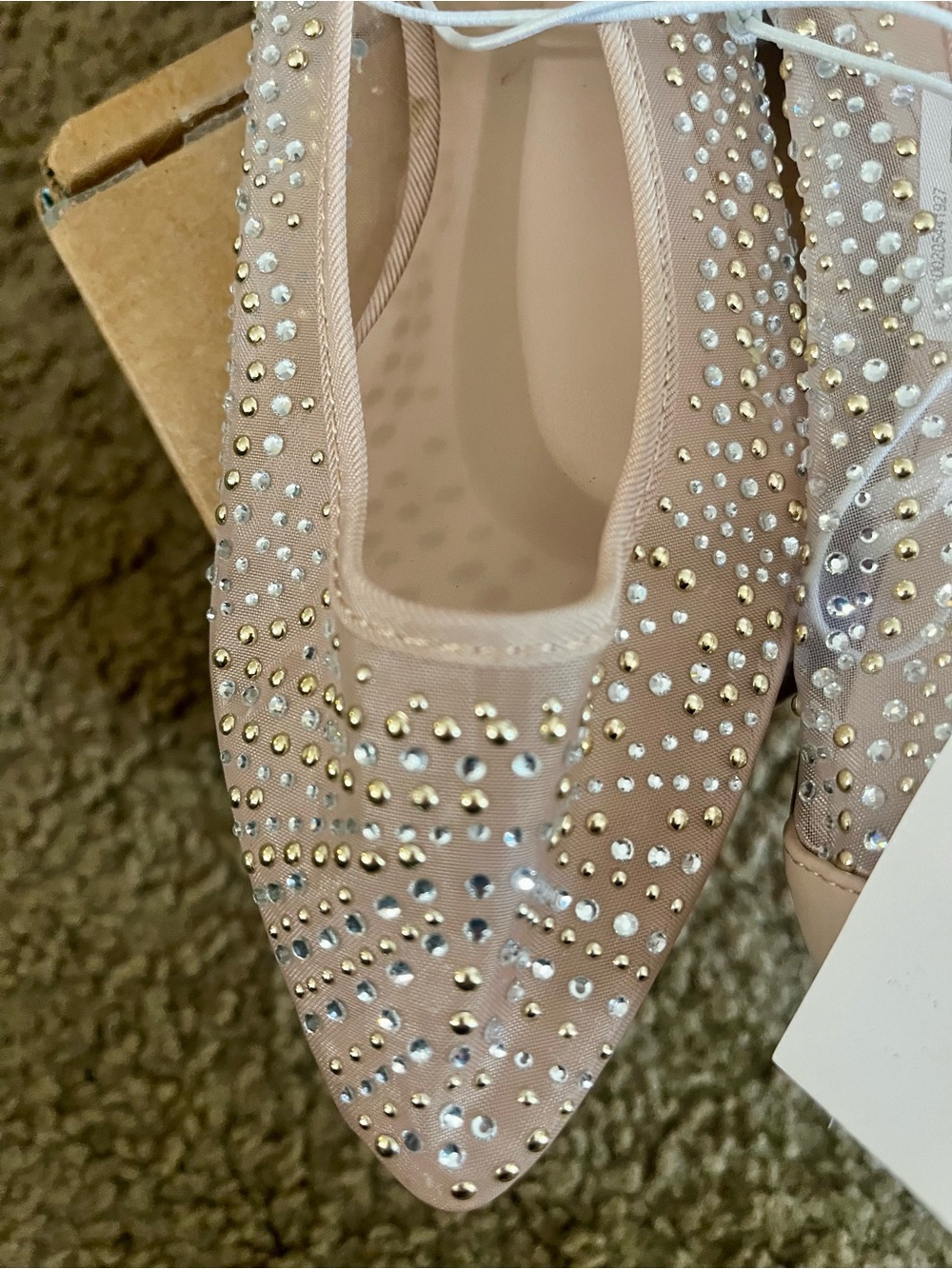 Women's Nude Embellished Ballet Flats